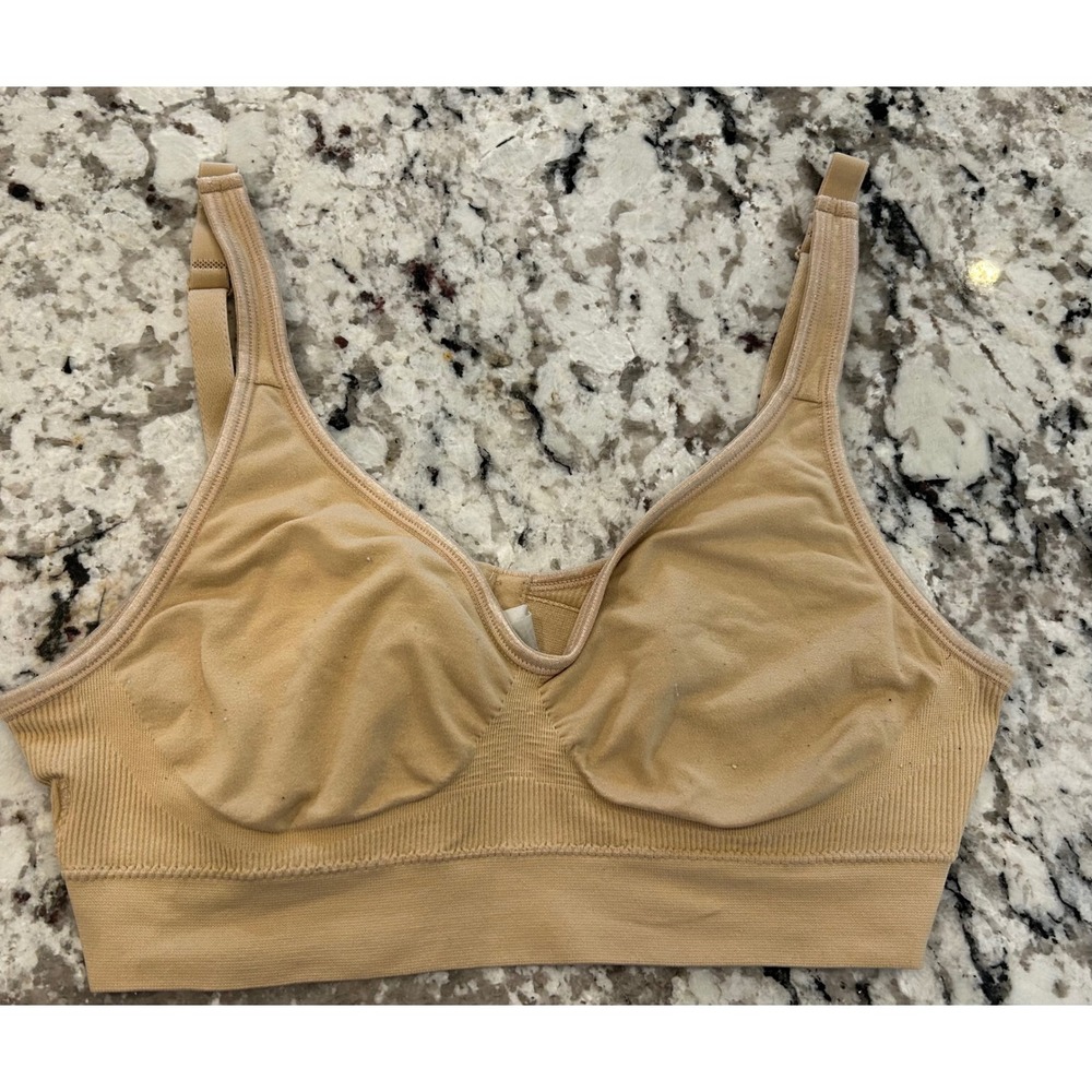 Black Bow Seamless Comfort Bra Beige‎ Wireless Full Coverage Adjustable Size M